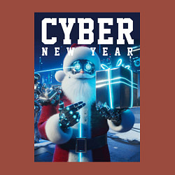 Свитшот хлопковый мужской Кибер новый год - неоновое свечение, цвет: кирпичный — фото 2