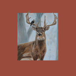 Свитшот хлопковый мужской Олень и птица живопись, цвет: кирпичный — фото 2