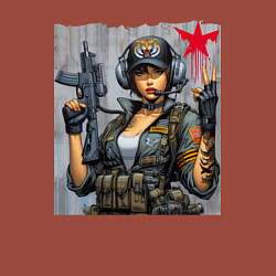 Свитшот хлопковый мужской Cool military girl - graffiti, цвет: кирпичный — фото 2