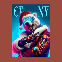 Свитшот хлопковый мужской Cyber new year - bear ai art, цвет: кирпичный — фото 2