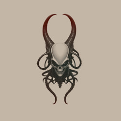 Свитшот хлопковый мужской Рогатый череп с щупальцами, цвет: миндальный — фото 2