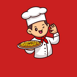 Свитшот хлопковый мужской Поварёнок с пиццей, цвет: красный — фото 2