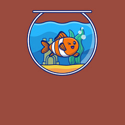 Свитшот хлопковый мужской Рыбка в аквариуме, цвет: кирпичный — фото 2
