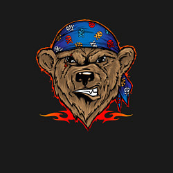 Свитшот хлопковый мужской Ухмыляющийся медведь байкер, цвет: черный — фото 2