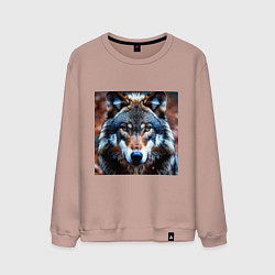 Свитшот хлопковый мужской Взгляд серого волка, цвет: пыльно-розовый