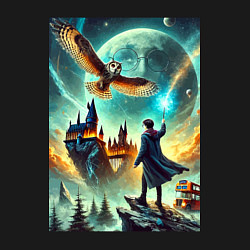 Свитшот хлопковый мужской Harry Potter and owl - Hogwarts, цвет: черный — фото 2