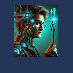 Свитшот хлопковый мужской Harry Potter - cyberpunk fantasy, цвет: тёмно-синий — фото 2