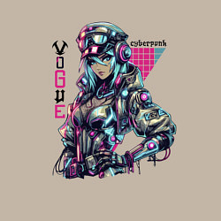Свитшот хлопковый мужской Cyber girl - ai art fantasy, цвет: миндальный — фото 2