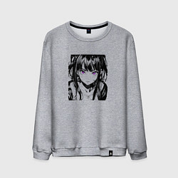 Свитшот хлопковый мужской Девушка с фиалковыми глазами, цвет: меланж