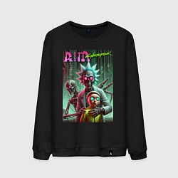 Мужской свитшот Rick and Morty with a skeleton - cyberpunk