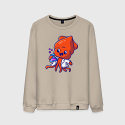 Свитшот хлопковый мужской Химик осьминог, цвет: миндальный