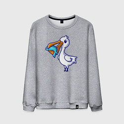 Свитшот хлопковый мужской Пеликан с рыбкой, цвет: меланж
