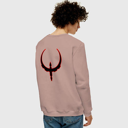 Мужской свитшот Чёрно-красный знак quake / Пыльно-розовый – фото 4