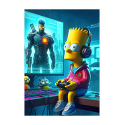 Свитшот хлопковый мужской Bart Simpson is an avid gamer, цвет: белый — фото 2