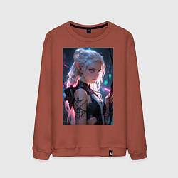 Свитшот хлопковый мужской Прекрасная девушка-эльф с луком, цвет: кирпичный