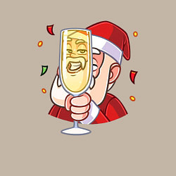 Свитшот хлопковый мужской Счастливый дед мороз с шампанским, цвет: миндальный — фото 2