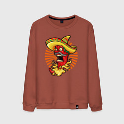 Свитшот хлопковый мужской Огненный перчик, цвет: кирпичный