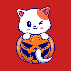 Свитшот хлопковый мужской Halloween meow, цвет: красный — фото 2