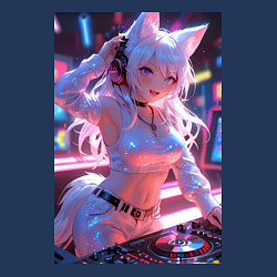 Свитшот хлопковый мужской Лиса диджей в клубе, цвет: тёмно-синий — фото 2