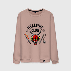 Свитшот хлопковый мужской Stranger things - hellfire club, цвет: пыльно-розовый