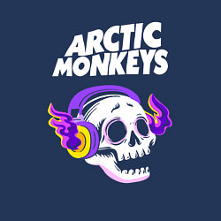 Свитшот хлопковый мужской Arctic Monkeys - неоновый череп, цвет: тёмно-синий — фото 2