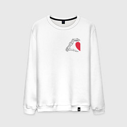 Свитшот хлопковый мужской Рука скелета с сердцем слева - для пары, цвет: белый