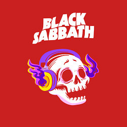 Свитшот хлопковый мужской Black Sabbath - неоновый череп, цвет: красный — фото 2