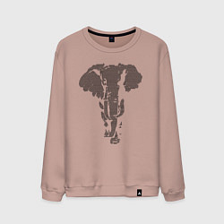 Свитшот хлопковый мужской Африканский слон пуантель, цвет: пыльно-розовый