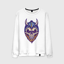 Свитшот хлопковый мужской Skull viking, цвет: белый