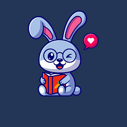 Свитшот хлопковый мужской Читающий зайка, цвет: тёмно-синий — фото 2