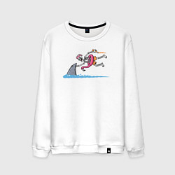 Свитшот хлопковый мужской Скелет и акула, цвет: белый