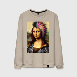 Свитшот хлопковый мужской Mona Lisa - punks not dead, цвет: миндальный