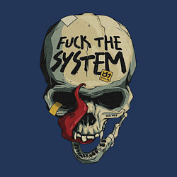 Свитшот хлопковый мужской Skull - fuck the system, цвет: тёмно-синий — фото 2