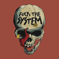 Свитшот хлопковый мужской Skull - fuck the system, цвет: кирпичный — фото 2