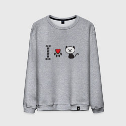 Свитшот хлопковый мужской Я люблю кошек, цвет: меланж