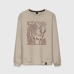 Свитшот хлопковый мужской Горы и олень, цвет: миндальный