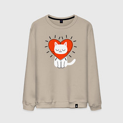 Свитшот хлопковый мужской Кошкино сердечко, цвет: миндальный