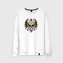 Свитшот хлопковый мужской Decorative skull, цвет: белый