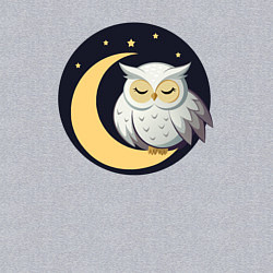 Свитшот хлопковый мужской Белая сова, спящая на луне, цвет: меланж — фото 2