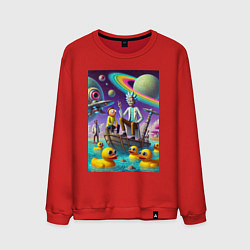 Свитшот хлопковый мужской Рик и Морти в лодке - сюрреализм, цвет: красный