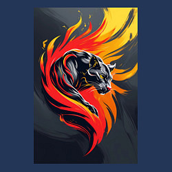 Свитшот хлопковый мужской Пантера в огненном вихре, цвет: тёмно-синий — фото 2