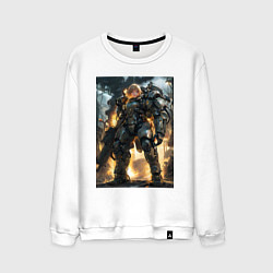 Мужской свитшот Девушка управляет огромным стальным мехом