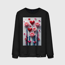 Мужской свитшот Композиция цветов и сердечек