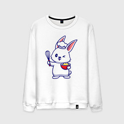 Свитшот хлопковый мужской Зайка поварёнок, цвет: белый