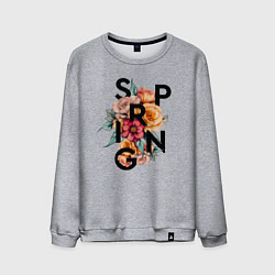 Свитшот хлопковый мужской Spring flowers, цвет: меланж