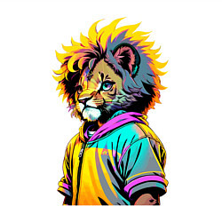 Свитшот хлопковый мужской Прикольный львёнок - поп-арт, цвет: белый — фото 2