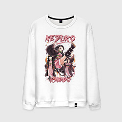 Свитшот хлопковый мужской Клинок рассекающий демонов Nezuko Kamado, цвет: белый