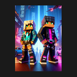 Свитшот хлопковый мужской Minecraft - characters neon glow, цвет: черный — фото 2