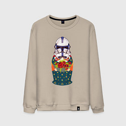 Свитшот хлопковый мужской Матрешка в шлеме штурмовика звездные войны, цвет: миндальный