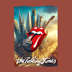 Свитшот хлопковый мужской Rolling Stones - logo-guitar, цвет: кирпичный — фото 2